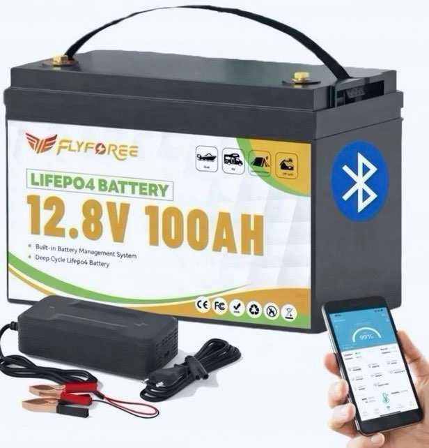 Аккумулятор FLYFOREE c Bluetooth и ВМS LiFePo4 100Ah 12v 1280Wh‼️ТОП‼️
