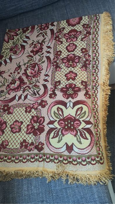 Żakardowy gobelin, kapa, narzuta, kilim PRL