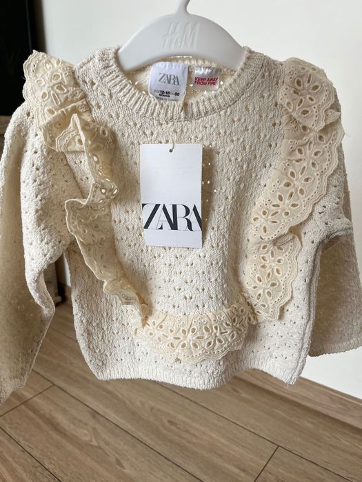 Piękny sweter ażurowe zdobienia Zara Nowy z metką