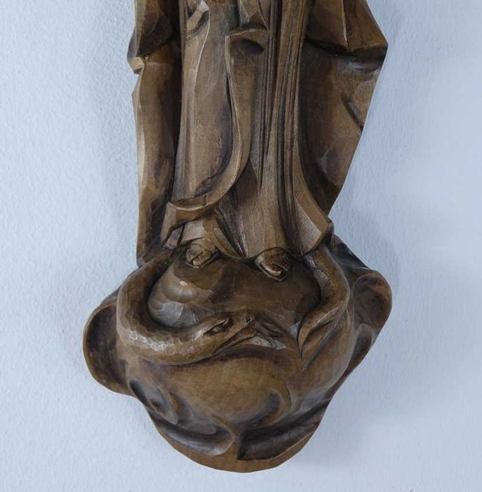 Figura drewno Maryja z Dzieciątkiem JEZUS MADONNA wąż 39 cm