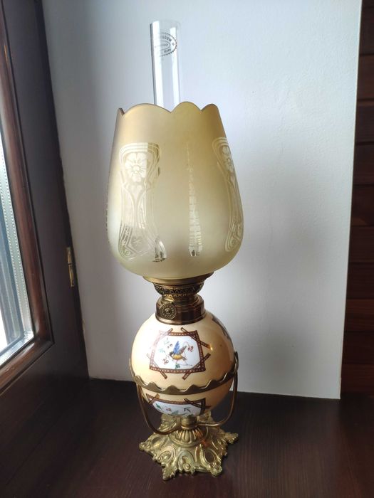 Stara francuska porcelanowa lampa naftowa n4