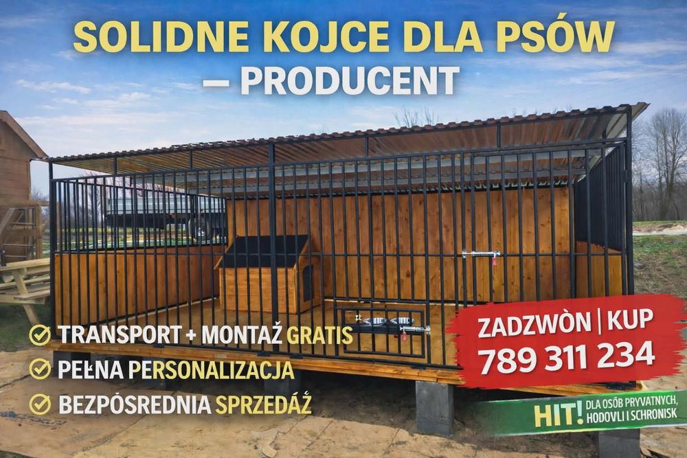 Kojec dla psa Solidny. TRANSPORT I MONTAŻ GRATIS