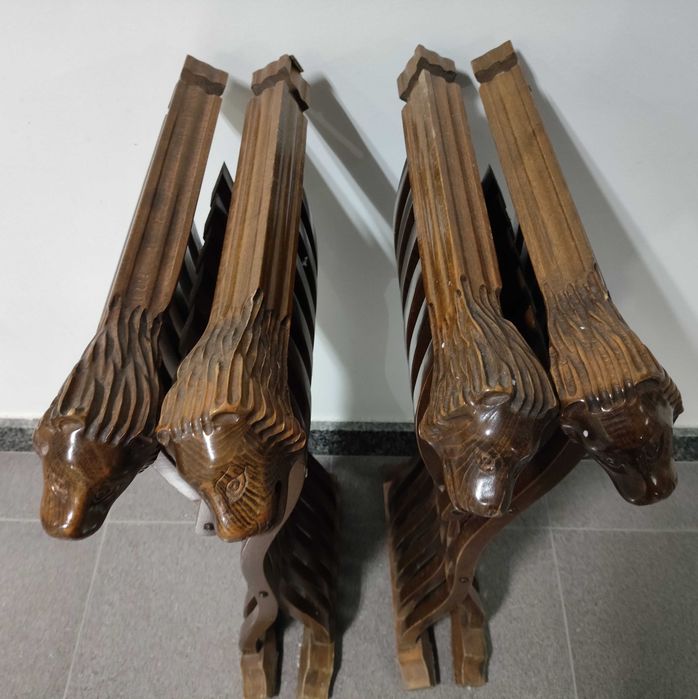 Par de cadeirões articulados Savonarola - em madeira