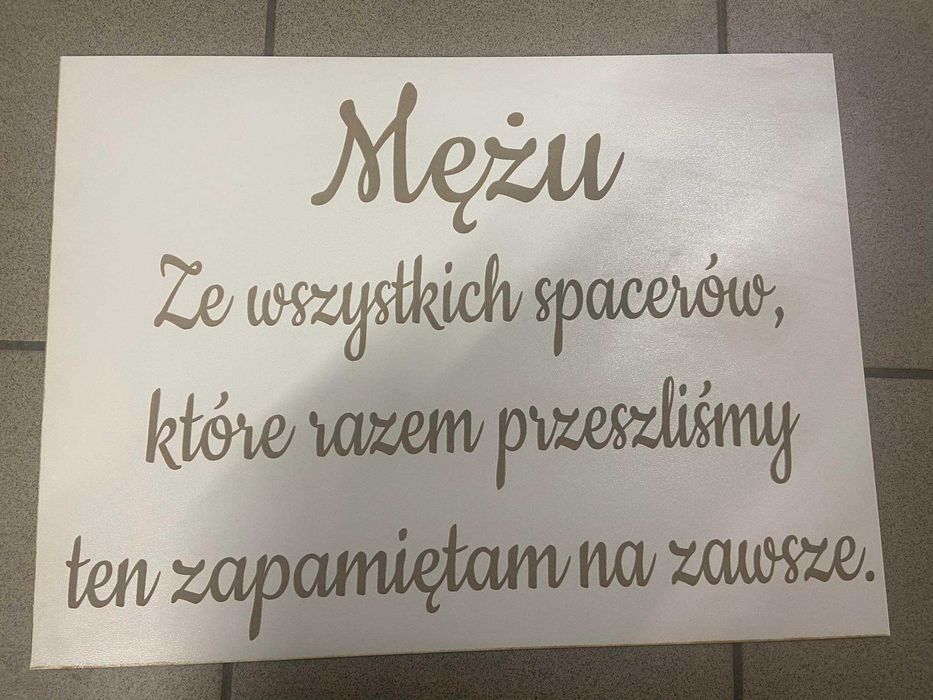 Tabliczka Mężu ze wszystkich spacerów ślub 37x50cm biała kościół