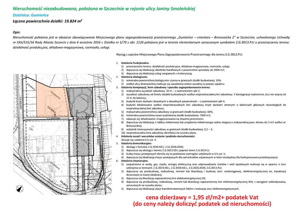 Działka komercyjna 1,98 ha pod magazyn/produkcję – Szczecin Gumieńce - Widok 2