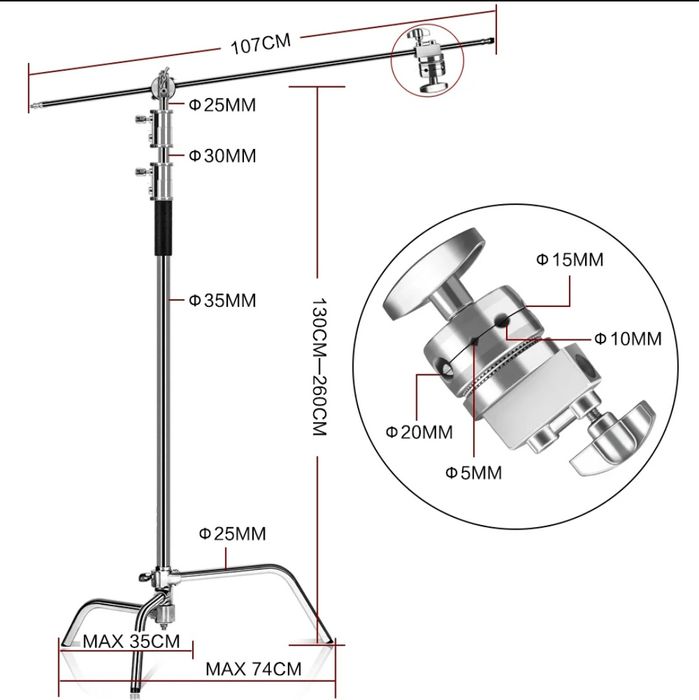 Tripé C-Stand Ceferino com Braço - 2,6 metros NOVO