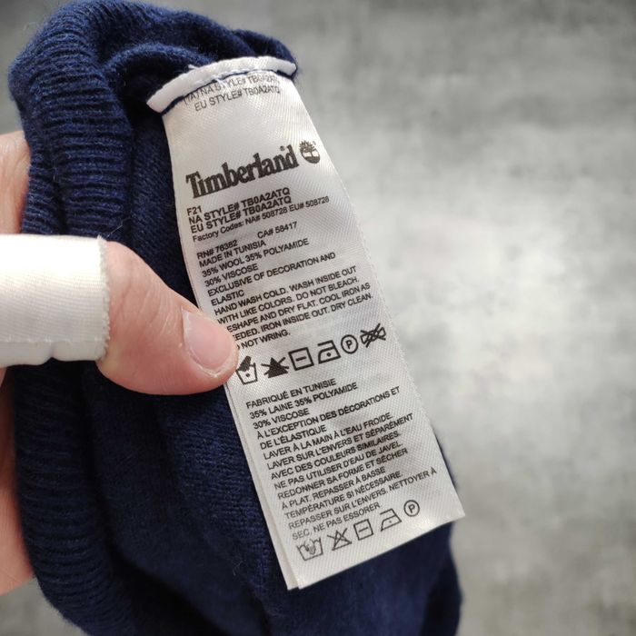 MĘSKI Elegancki Sweter Granatowy PREMIUM Wełna Logo Haft Timberland