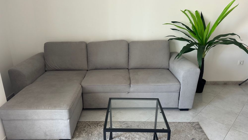 Sofá Chaise longue com cama ASTON reversível 3 lugares cinza