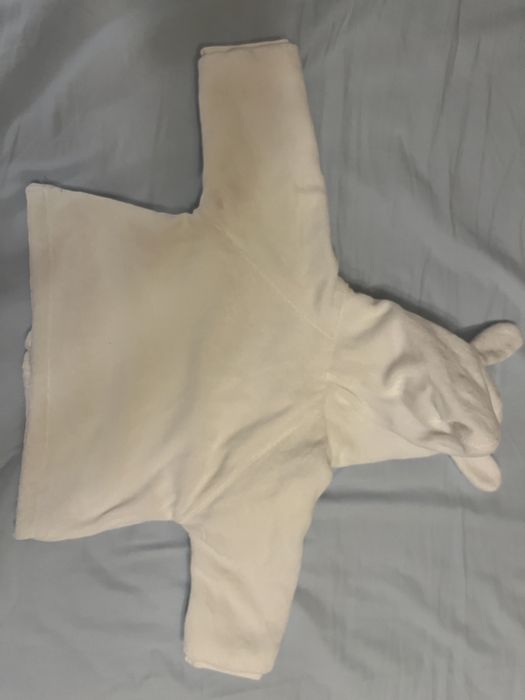 Casaco branco com capuz para recém-nascido / bebé tamanho 1 mês