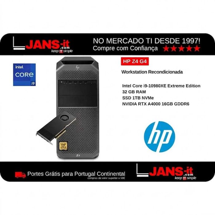 HP Z4 G4 | i9-10980XE | 32GB | SSD 1TB | RTX A4000 16GB