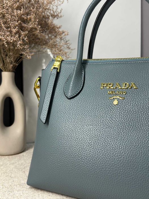 Сумка Prada Saffiano сіро-блакитна шкіра / Женская сумка Прада кожа