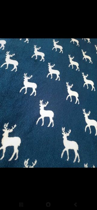 Cobertor azul renas brancas Meradiso Natal
