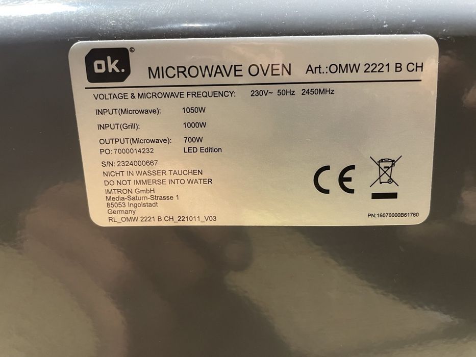 Мікрохвильова піч мікрохвильовка Ok MICROWALE мікро микроволновка