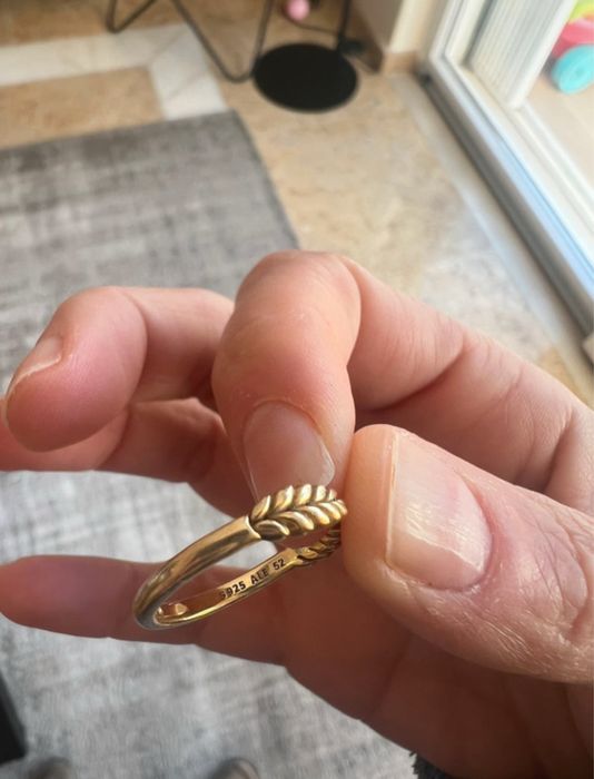 Anel folha prata pandora