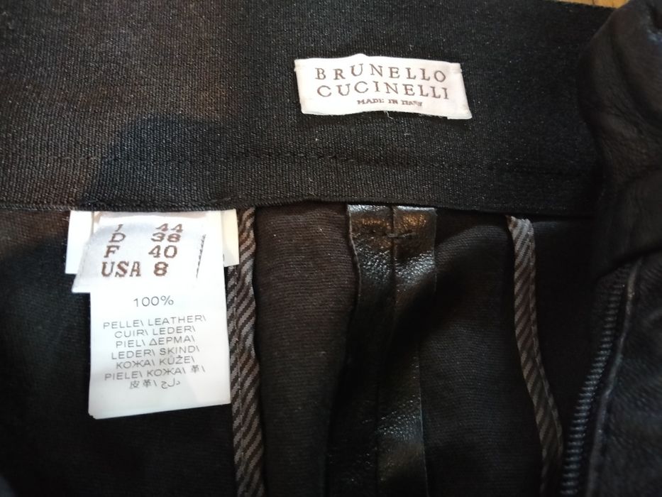 Brunello Cucinelli spodnie skorzane damskie czarne