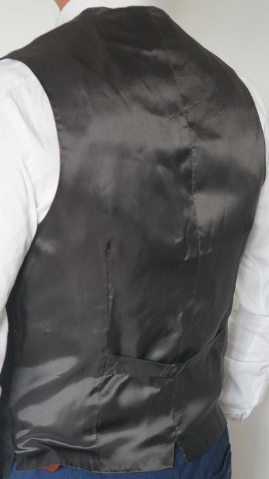 Kamizelka Nowa Dwurzędowa Massimo Dutti Rozmiar 46 175/92 Szary Krata