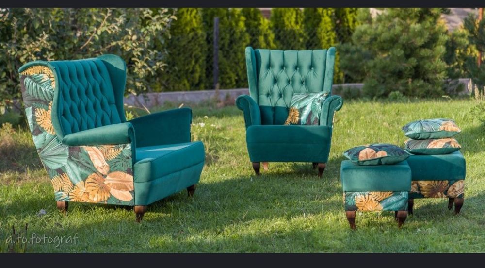 Sofa uszak 2os. , stylowa, na sprężynach, producent