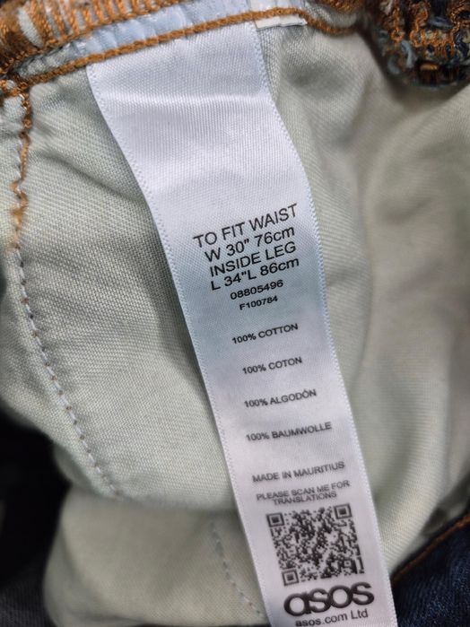 Jeansy Asos W30L34 proste z dziurami przetarciami nowe