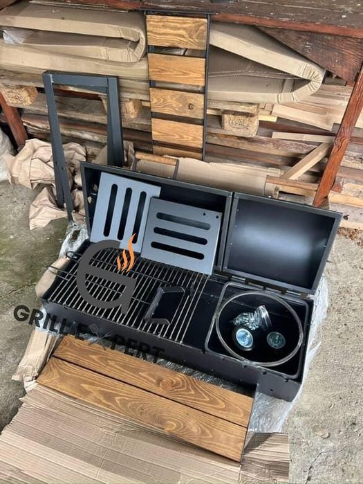 Повністю розбірний гриль мангал барбекю з 2 кришками 5 мм +ПОДАРУНОК