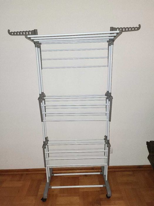 NOWA Suszarka Na Pranie Stojąca Pionowa Ogrodowa Mocna Biała