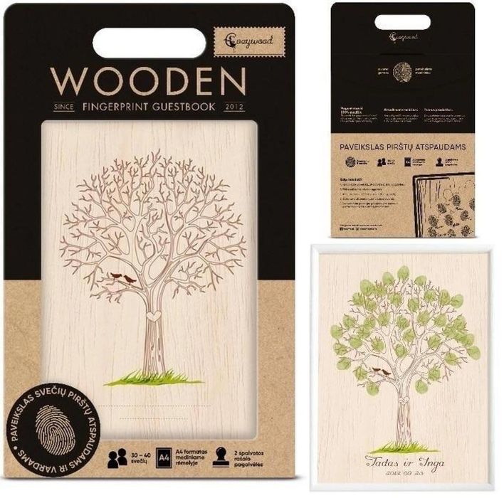 Księga gości na odciski palców Ślub Drzewo życia Cozywood oprawa