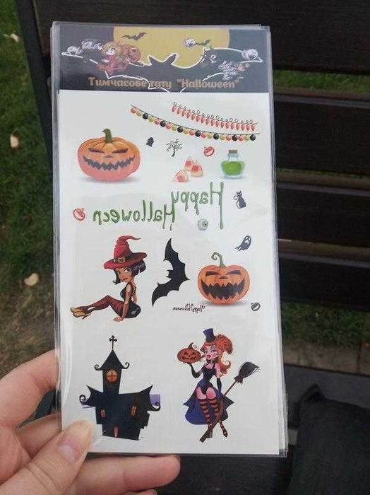 Временно тату "halloween " хэллоуин тыква ведьма