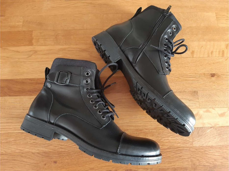Buty męskie-młodzieżowe skórzane Jack&Jones czarne rozmiar 41