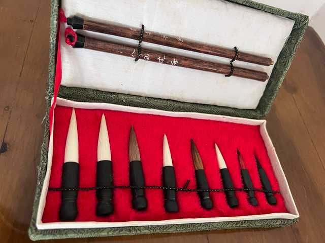 Estojo Pincéis Caligrafia Chinesa Tradicional - Shanlian Hubi (Novos)