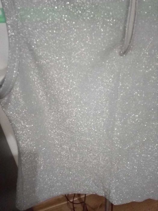 brokatowa bluzka krótki rękaw, golfik C&A