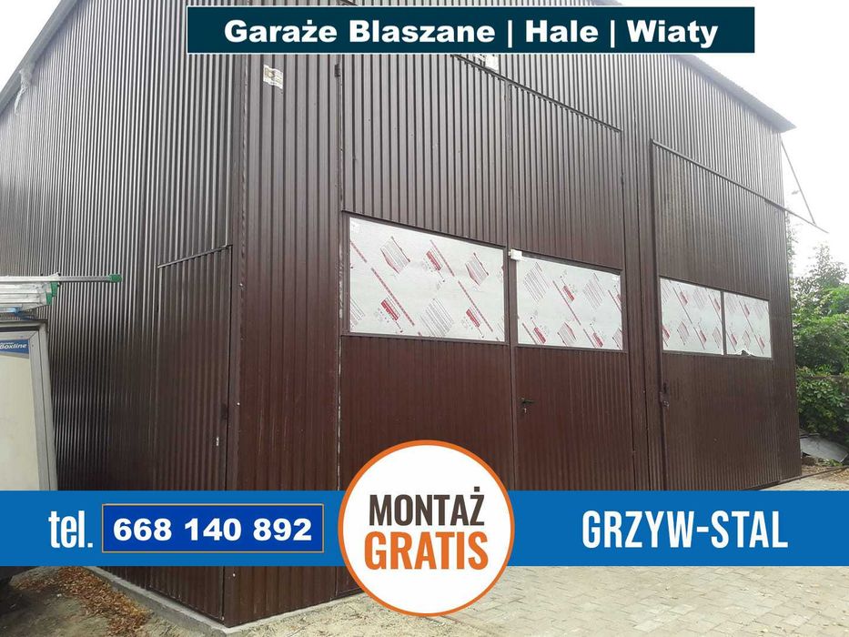 Duży Garaż Blaszany Grafit – Wiata – Hala – Magazyn  – GRZYWSTAL*