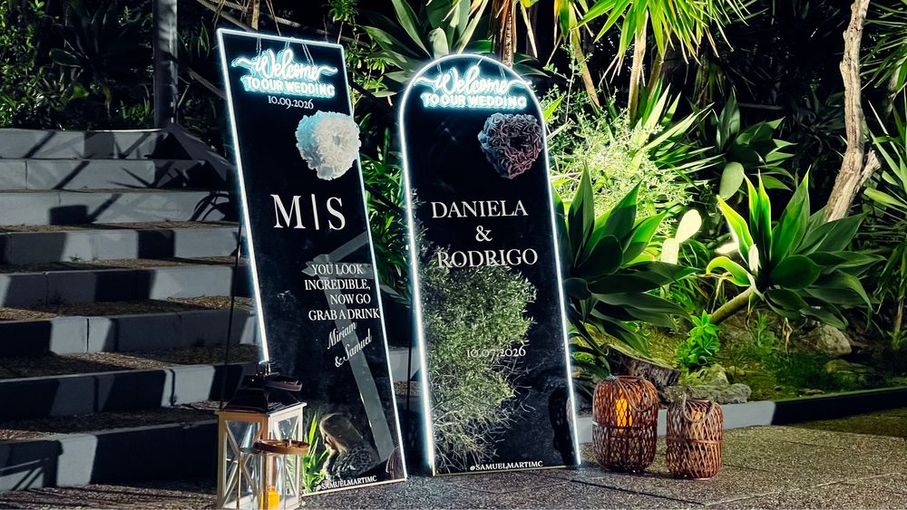 Aluguer Welcome Mirror em Led para Casamentos Espelho Boas Vindas