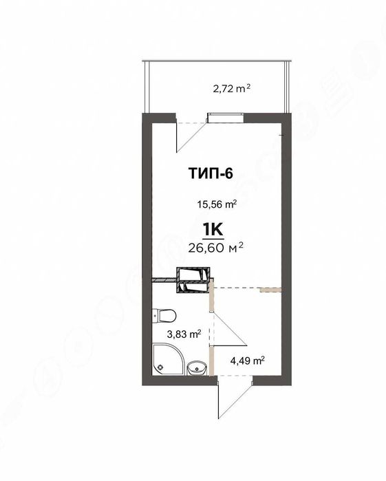 Апартаменти від забудовника ЖК Park Residence Smart. Смарт 26.6 кв.м