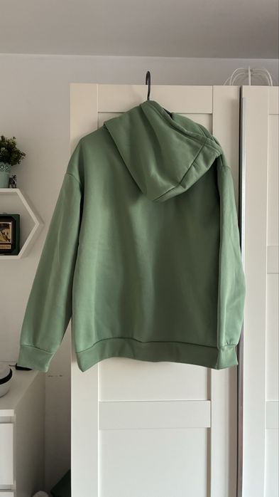 Mietowa bluza z kapturem S/36 oversize nadruk cat mom