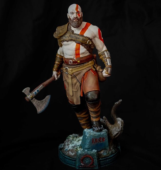 Figurka Kratos, God Of War, Druk 3D, Ręcznie Malowana, Żywica