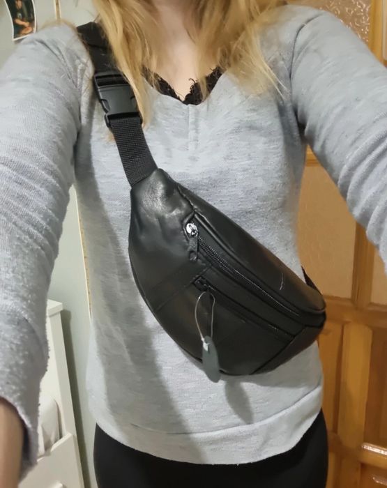 Saszetka skóra naturalna czarna