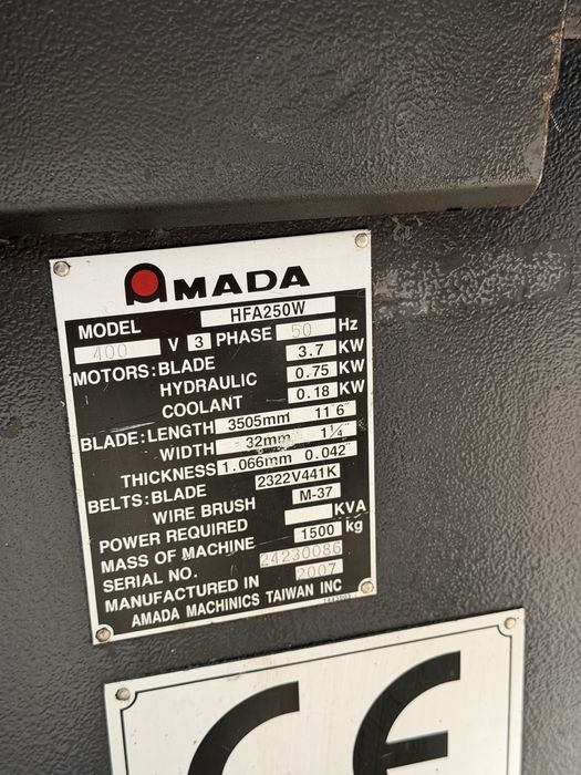 Automatyczna Pila  Taśmowa Amada HA-250W