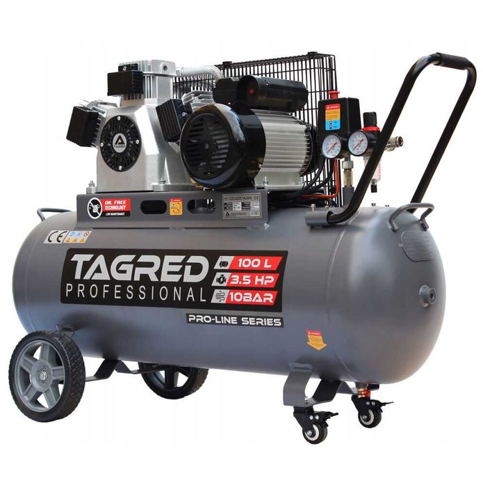 Kompresor bezolejowy TAGRED 100L 10 BAR 3-TŁOKOWY – OUTLET