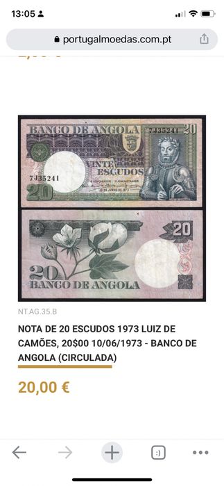 Notas antigas do banco de angola