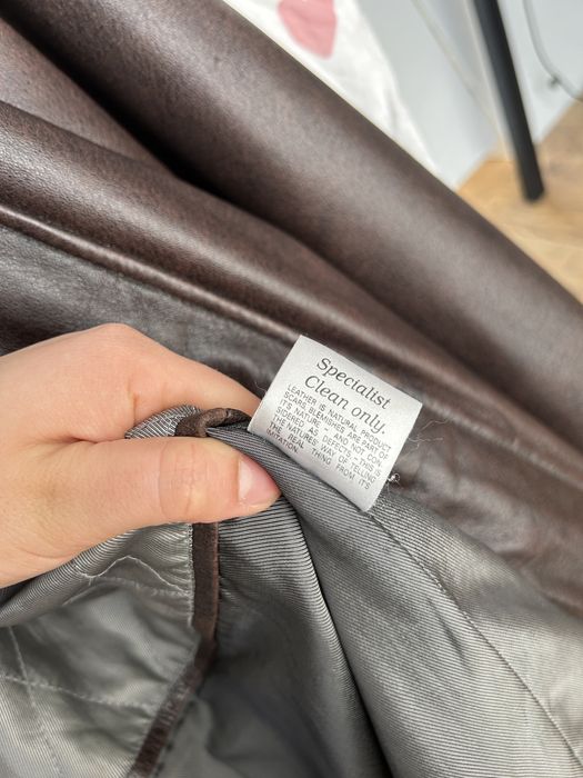 Czekoladowa skórzana kurtka z prawdziwej skóry oversize