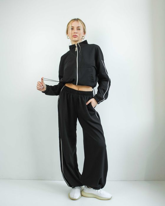 Костюм женский черный кофта и штаны жіночий з двонитки штани і кофта