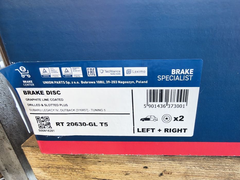 Tarcze hamulcowe Rotinger Subaru Legacy Forester Outback