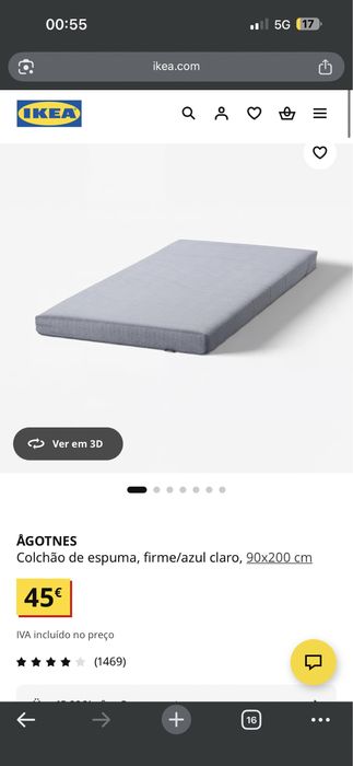 Cama MALM Solteiro (90x200) completa - Com estrado e colchão