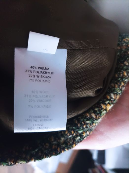 Kostium Aryton 44 42 garnitur zielony oliwkowy długa spódnica żakiet