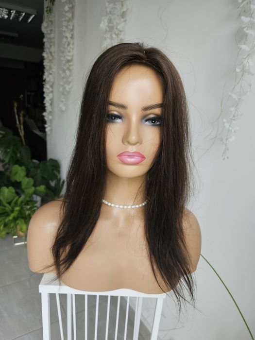 Topper z włosów naturalnych Natalia naturlany ciemnym braz