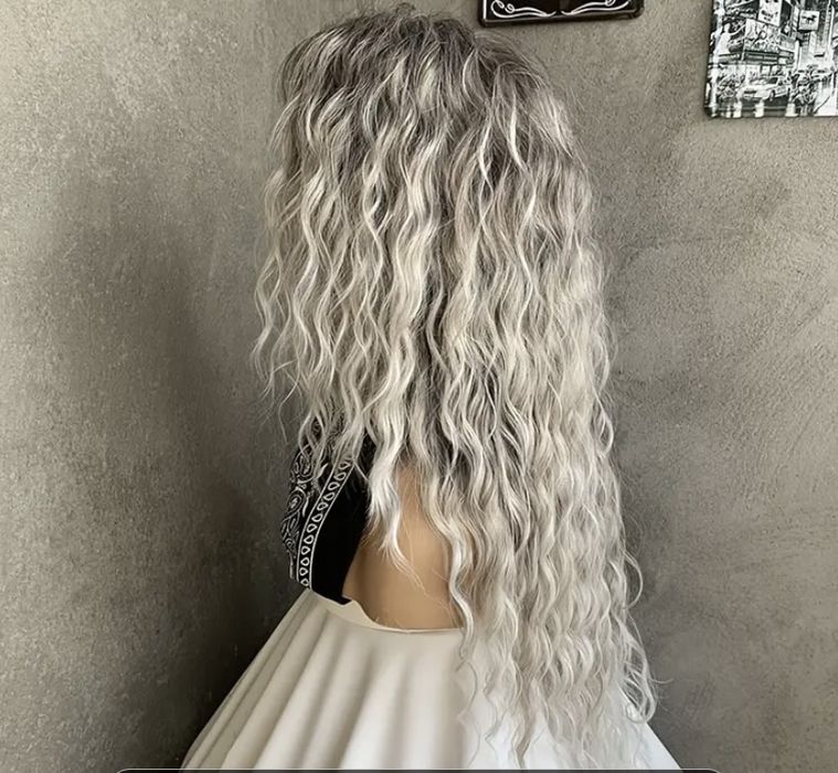 Длиный афро парик волнистый русый блонд