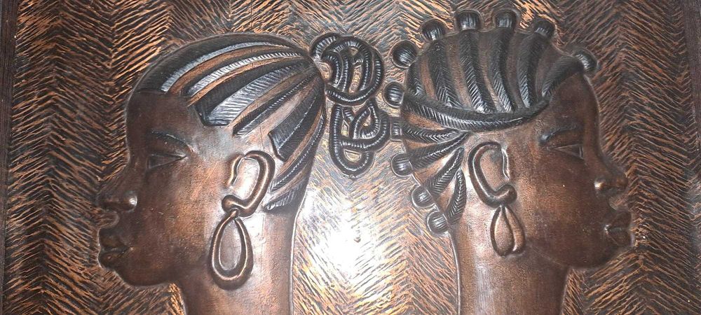 ARTESANATO AFRICANO -  Arte de parede tribal em relevo de cobre
