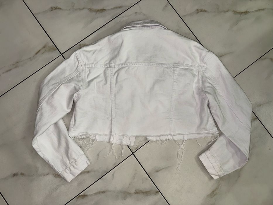 Белая женская джинсовая куртка пиджак s (42-44) 38