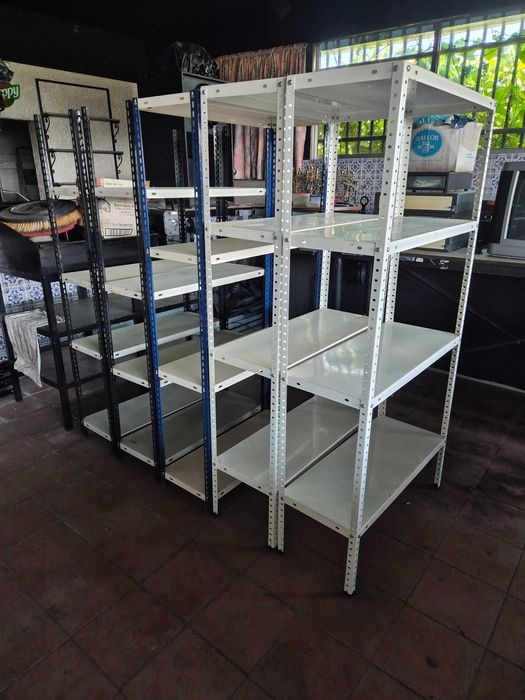 Estante Metálica 4 Prateleiras - Movel Madeira - Armário Escritório Metal 4 Prateleiras - Barreiras de Segurança