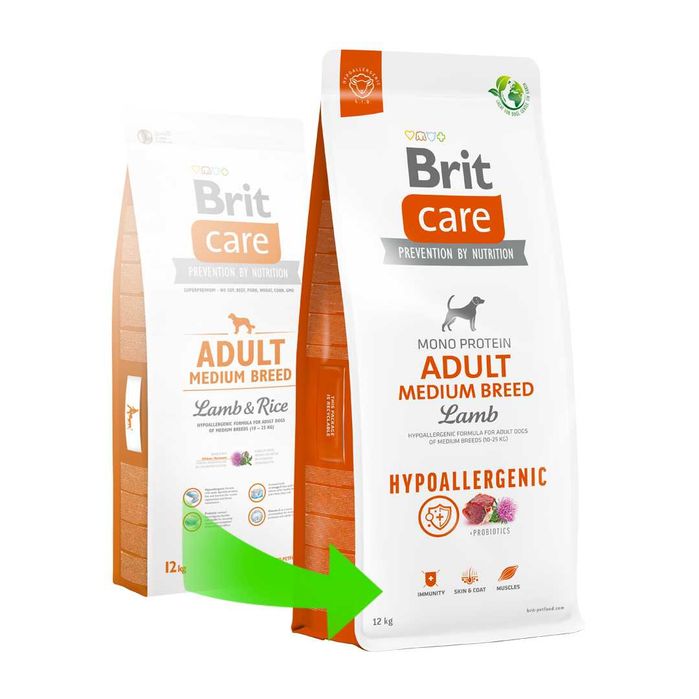 Brit Care Adult Medium Lamb  для собак средних пород ягненок 12кг, 3кг