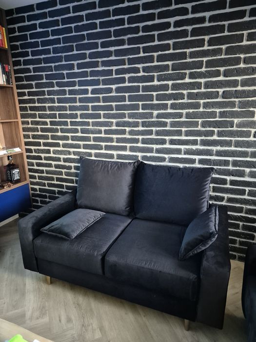 Czarne sofy jak nowe premium loft, najlepszy dostępny materiał.